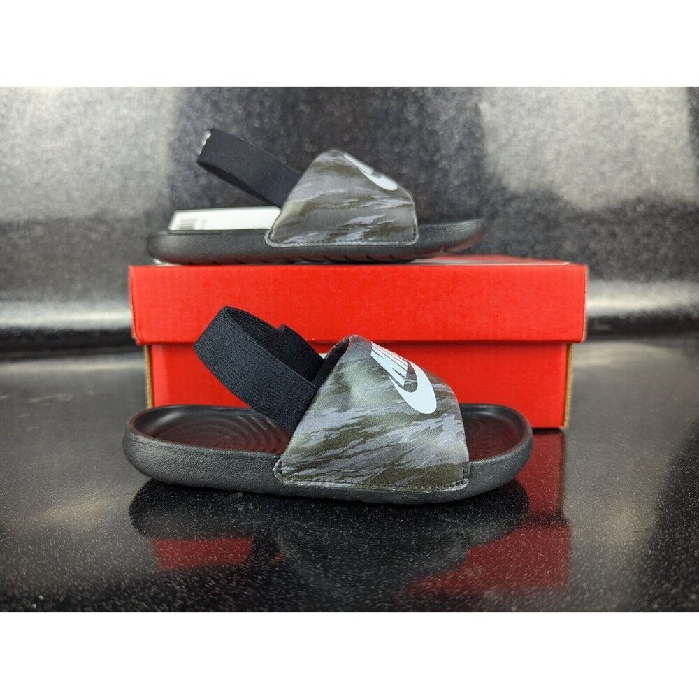 Nike Kawa Slide SE TD Black Pure Platinum Shoes Toodler Size 10C DN3971-001 NIB